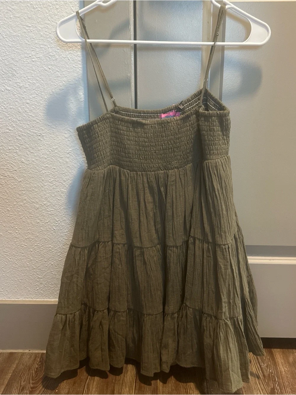 Edikted Olive Smocked Tiered Mini Dress - Picture 2 of 3